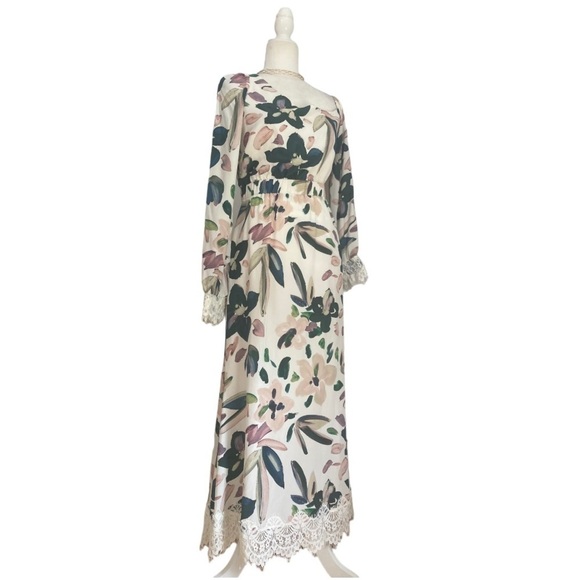 Stone Cold Fox Silk floral Off One Shoulder Maxi Dress with Lace detailing Rare - Picture 1 of 16